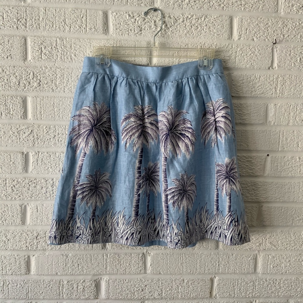 J. Crew palm tree print linen skirt size 2